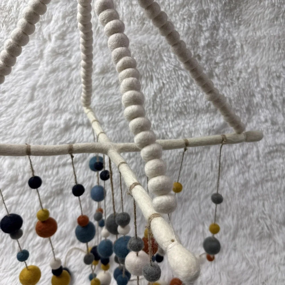 West Elm Pottery Barn Kids Felted Pom Pom Mobile Wool Fair Trade Nepal 32